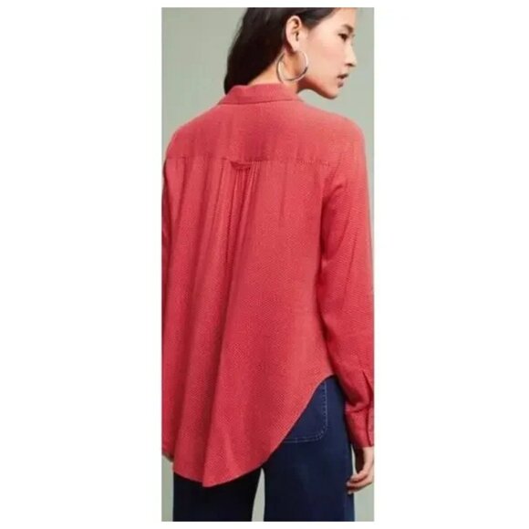 * Anthropologie Maeve Matilda Red Long Sleeve Polka Dot Blouse sz S - Picture 3 of 9